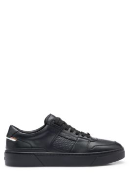 BOSS - Leather trainers with branded lace loop