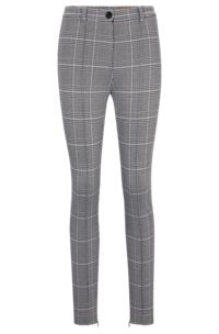 Slim-fit checked trousers with zipped hems, Patterned