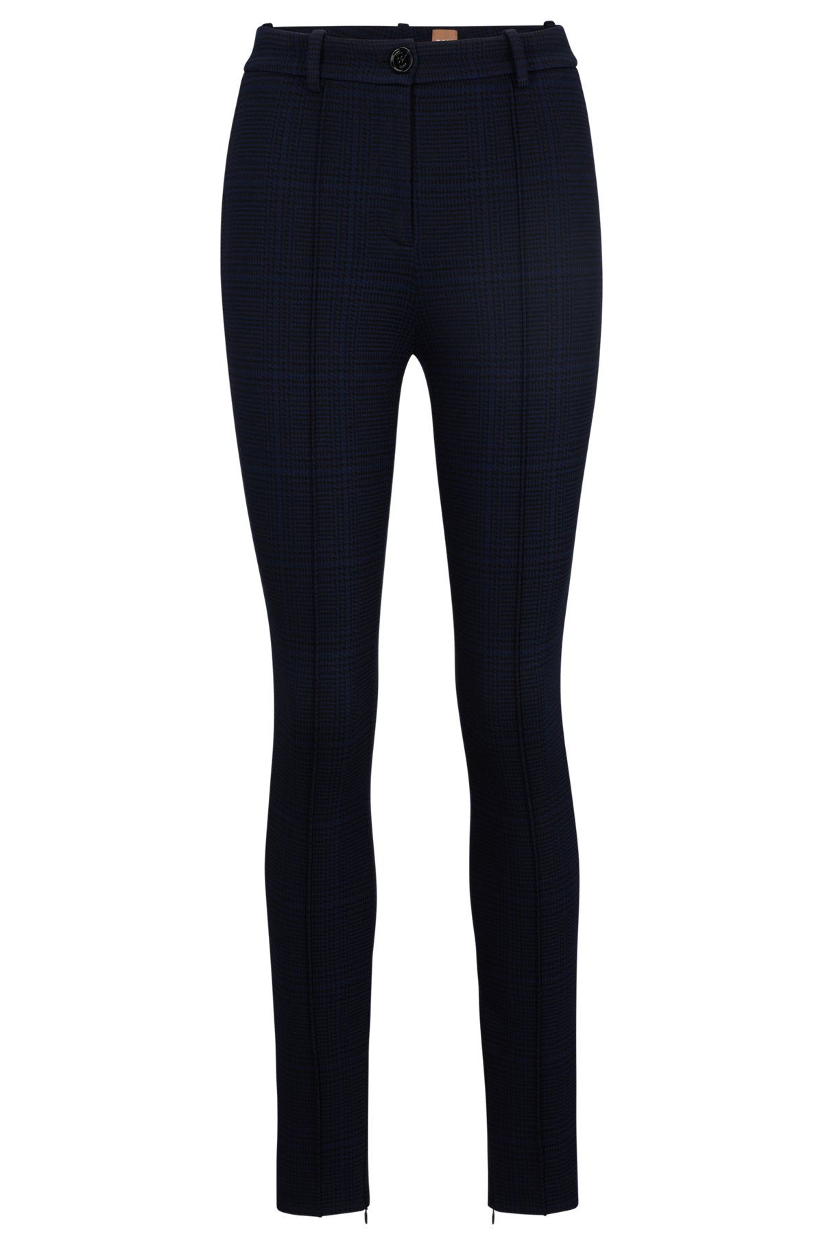 Slim-fit checked trousers with zipped hems, Patterned