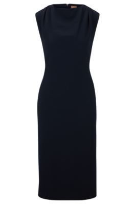 BOSS - Slim-fit business dress with feature neckline