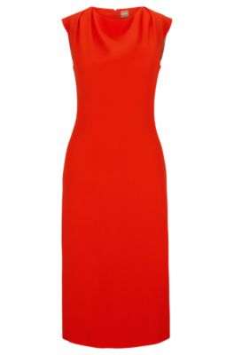 BOSS - Slim-fit business dress with feature neckline