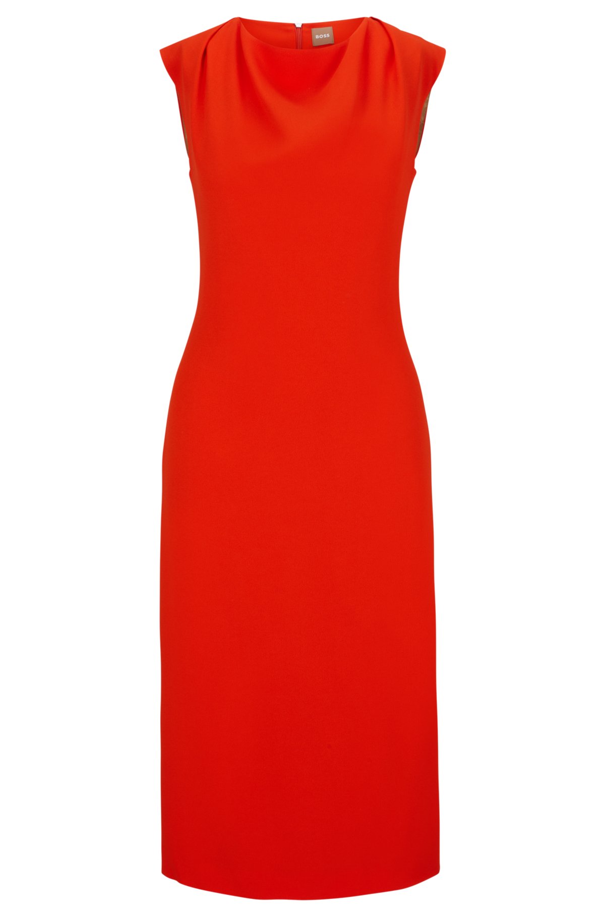 BOSS - Slim-fit business feature dress with neckline
