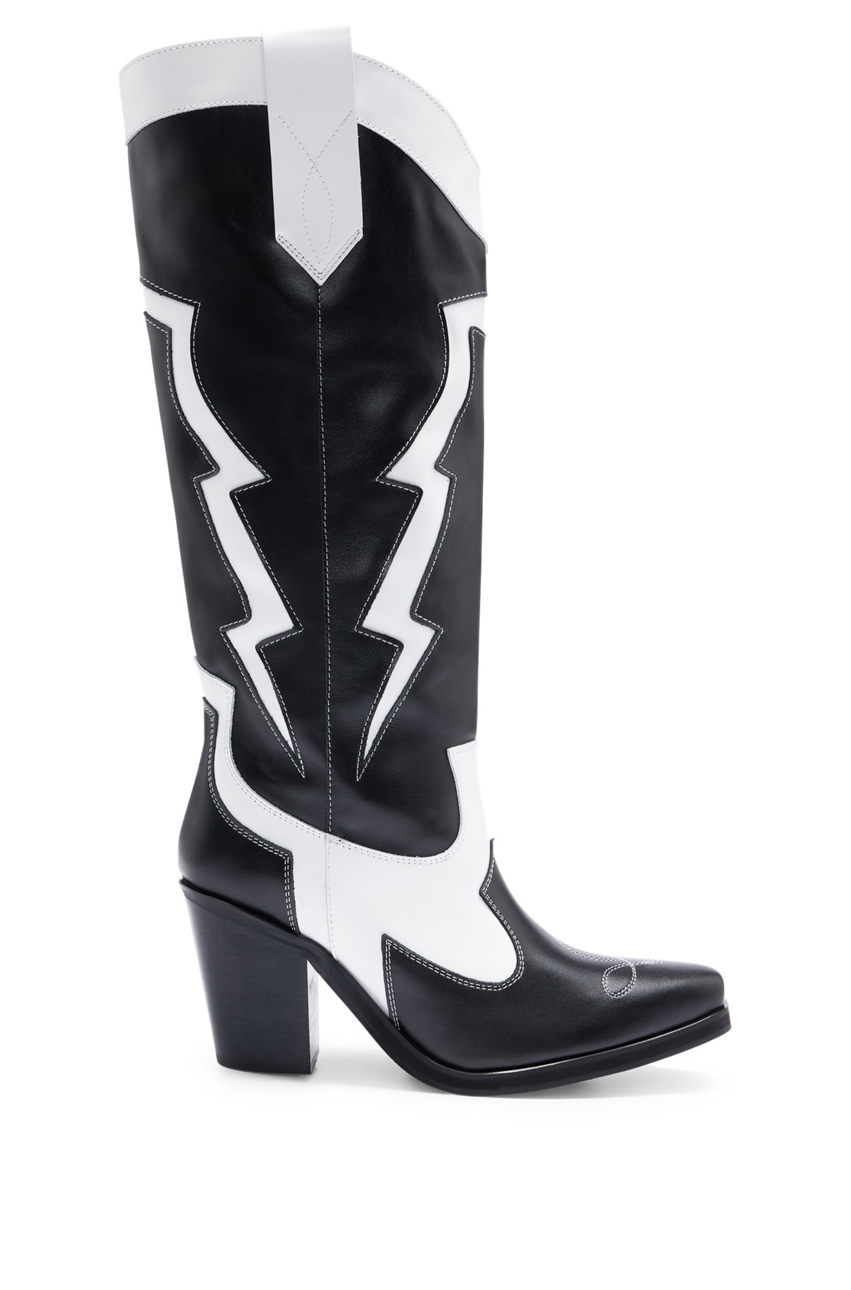 Cuban-heel cowboy boots in leather, Black