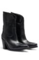 Leather cowboy boots with Cuban heel, Black