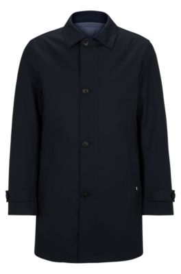 BOSS - Stretch-wool regular-fit coat with zip-up inner