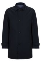 Hugo Boss Monogram-embossed Hooded Leather Jacket In Black