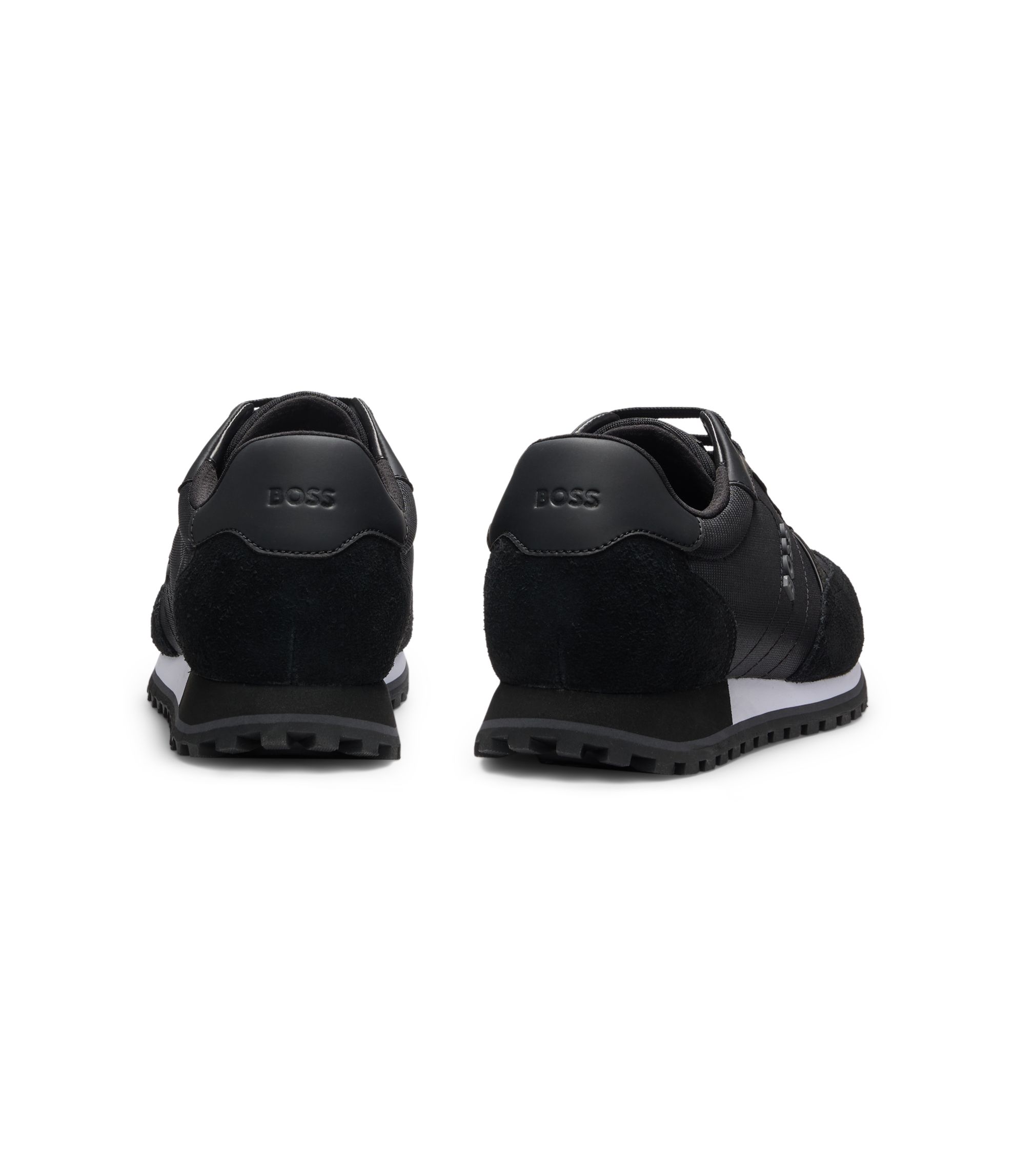 BOSS - Logo-trim sneakers with faux-leather details - Black