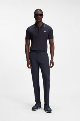 Running-inspired trainers with faux-leather trims, Dark Blue