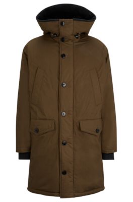 Hugo Boss Water-repellent Parka With Down Filling In Light Green