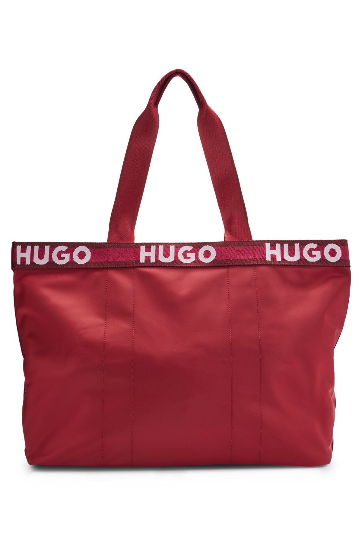 Tote bag with repeat contrast-logo details, Dark Red