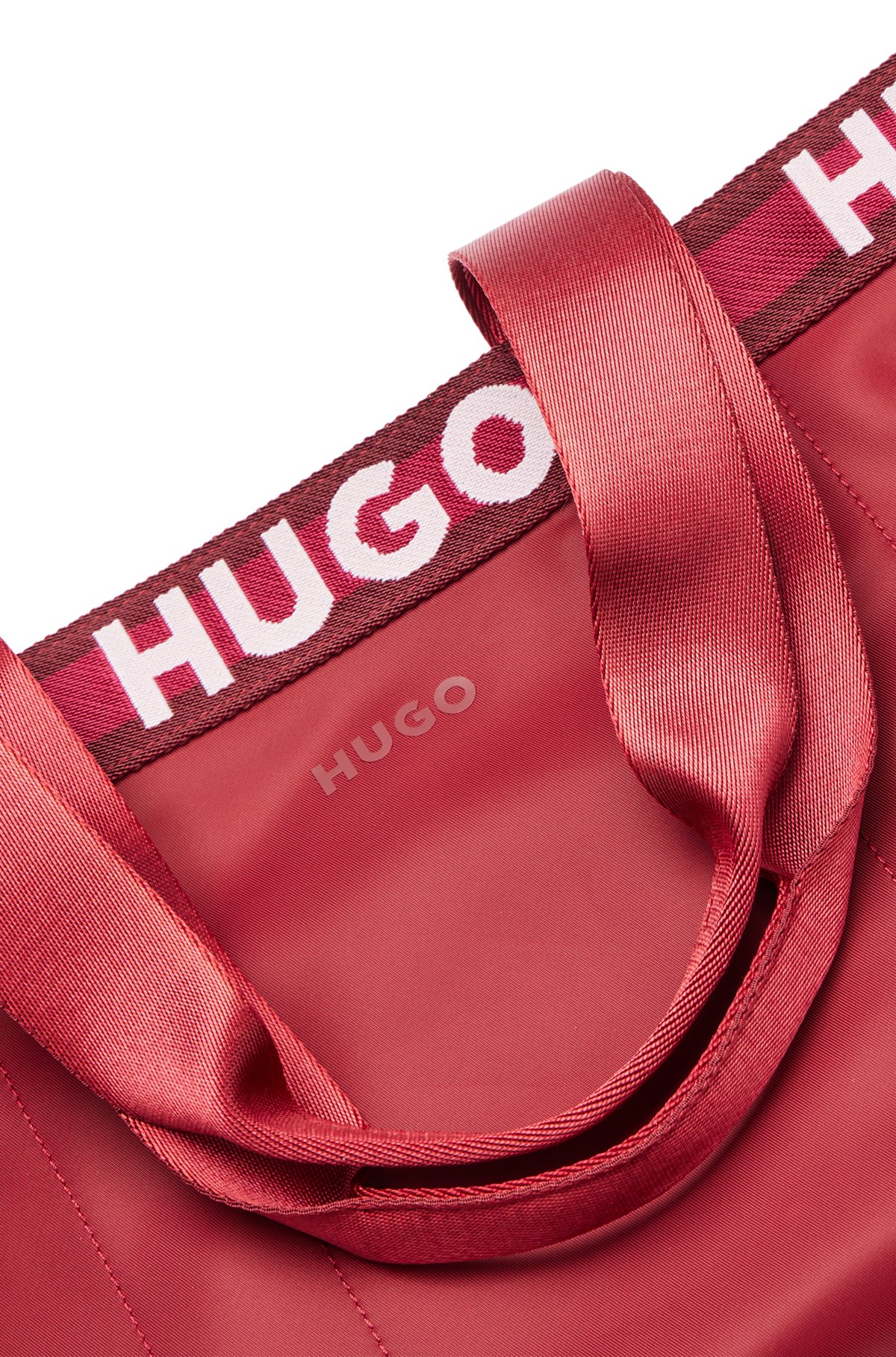 Tote bag with repeat contrast-logo details, Dark Red