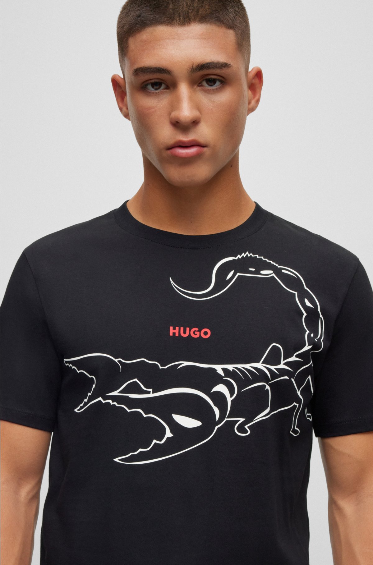 HUGO - Cotton-jersey with T-shirt logo artwork and