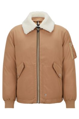 BOSS Water repellent jacket with faux fur collar