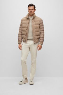 BOSS - Mixed-material jacket with nubuck leather 