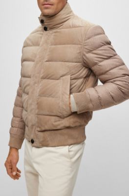 BOSS - Mixed-material jacket with nubuck leather