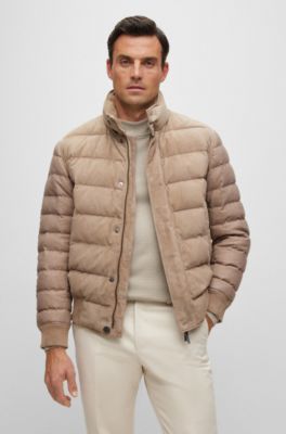 BOSS - Mixed-material jacket with nubuck leather 