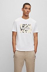 Cotton-jersey T-shirt with Dalmatian-print logo artwork, White