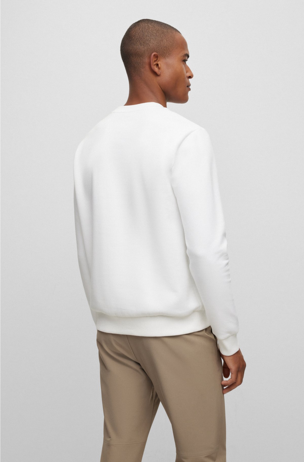 BOSS - Cotton-blend sweatshirt with graphic logo stripe