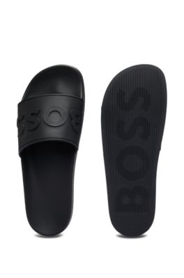 Chanclas con logo en relieve fabricadas en Italia, Negro