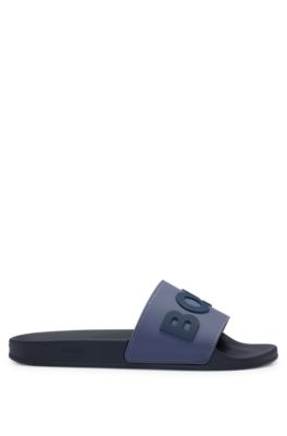 Chanclas con logo en relieve fabricadas en Italia, Azul oscuro
