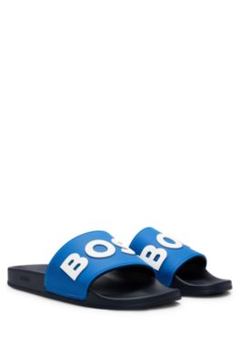 Chanclas con logo en relieve fabricadas en Italia, Azul