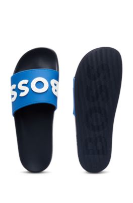 Chanclas con logo en relieve fabricadas en Italia, Azul