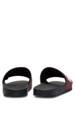 Chanclas con logo en relieve fabricadas en Italia, Rojo oscuro