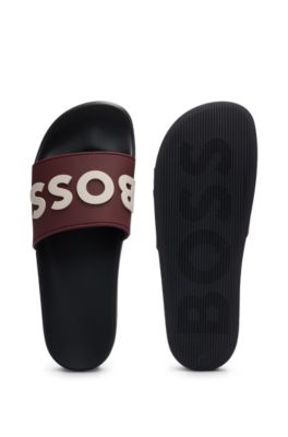 Chanclas con logo en relieve fabricadas en Italia, Rojo oscuro