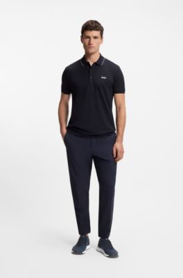 Knitted-upper trainers with suede trims, Dark Blue