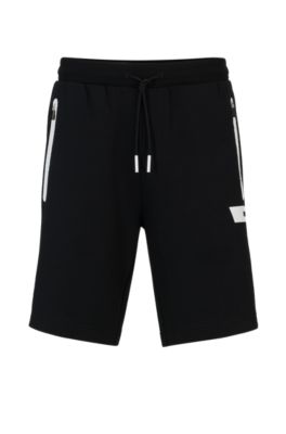 BOSS - Cotton-blend drawstring shorts with logo stripe