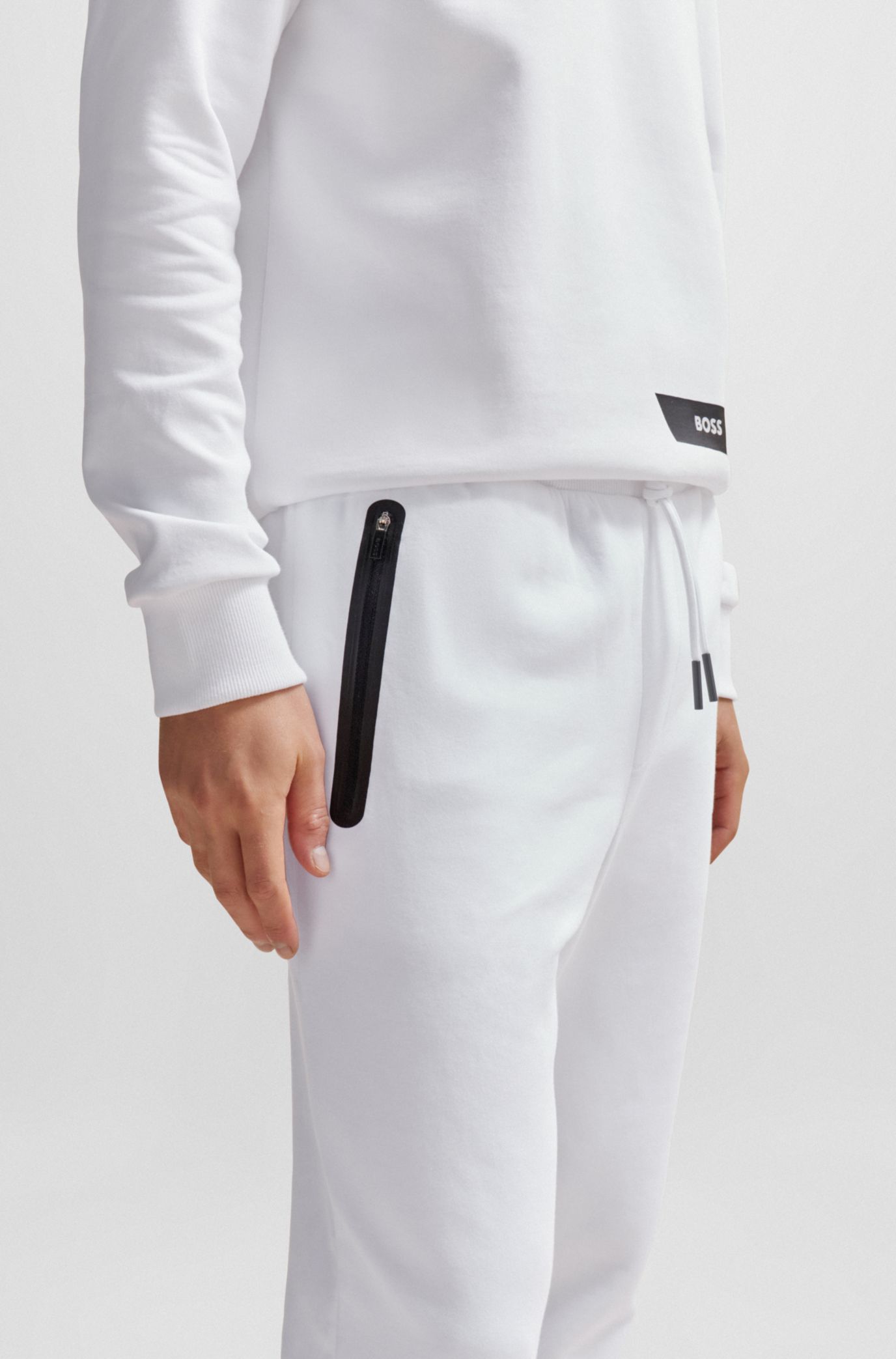 BOSS - Cotton-blend tracksuit bottoms with logo stripe