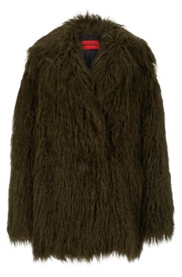 HUGO - Oversize-fit coat in faux fur with full lining