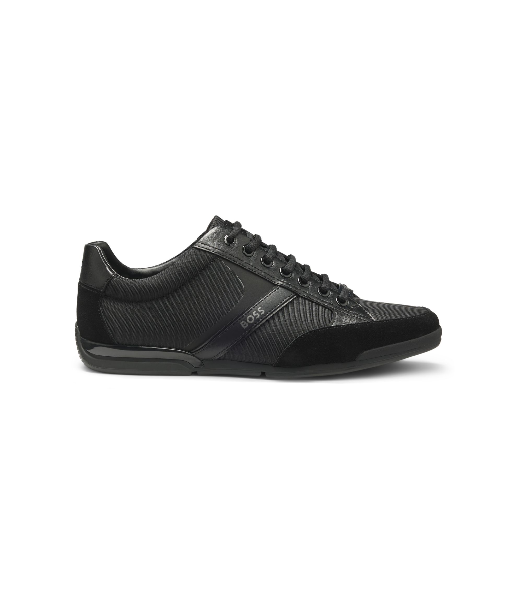 BOSS - Mixed-material sneakers with suede and faux leather - Black
