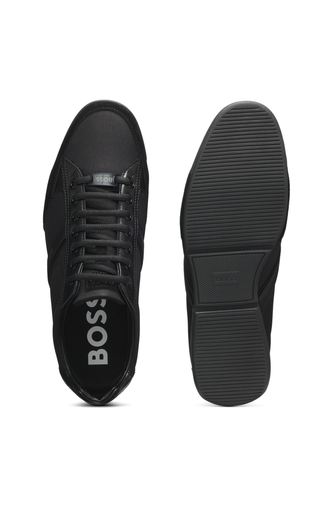 HUGO BOSS TWENTY suède ブルゾン イタリア製 BOSS - Mixed-material sneakers with suede and faux leather - Black