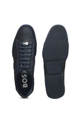 Deportivas de mezcla de materiales con ante y piel sint&eacute;tica, Azul oscuro