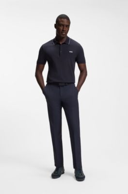 Baskets en m&eacute;lange de mati&egrave;res avec similicuir et cuir su&eacute;d&eacute;, Bleu fonc&eacute;