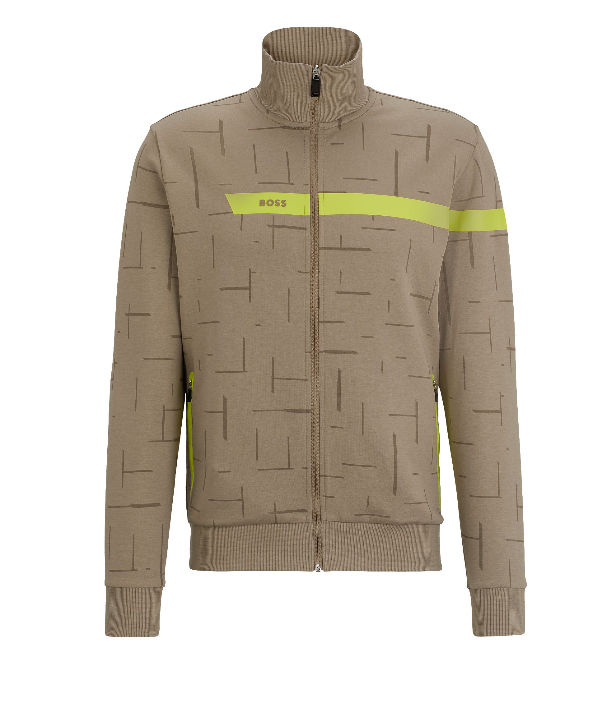 BOSS - Cotton-blend zip-up sweatshirt with graphic logo BOSS - Cotton-blend zip-up sweatshirt with graphic logo