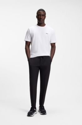 Mixed-material trainers with leather and mesh, Black