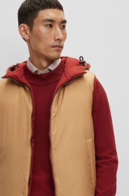 BOSS - Wool-blend hooded gilet with down filling