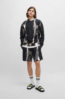 Slip-on slides with branded upper strap, Black