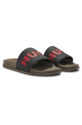 HUGO - Slides with logo strap - Light Green
