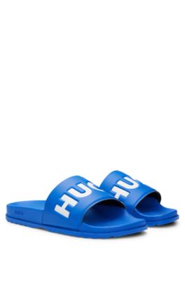 HUGO Slides with logo strap Light Blue