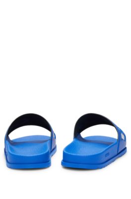 Slip-on slides with branded upper strap, Light Blue