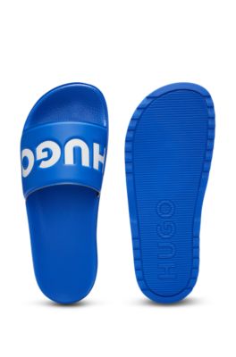 BOSS logo-embossed open-toe slides - Blue