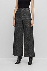 Regular-fit high-waisted trousers in structured tweed, Patterned