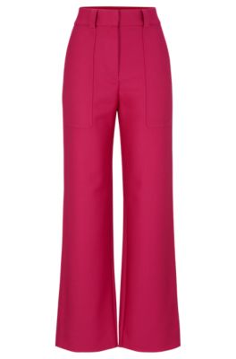 Hugo Boss Regular-fit Trousers In Virgin-wool Twill In Pink