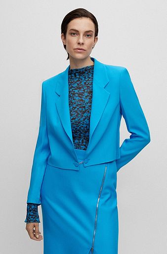Cropped slim-fit jacket with link closure, Blue