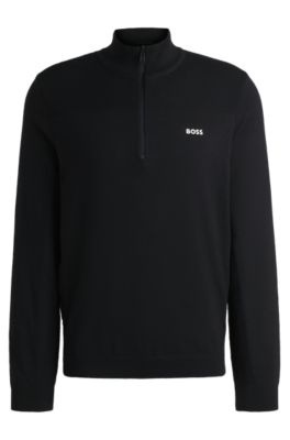 BOSS - Branded crew-neck sweater in dry-flex fabric