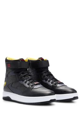 HUGO - High-top trainers in grained leather