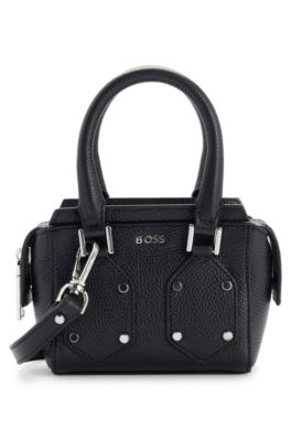 Hugo Boss Grained-leather Mini Bag With Branded Hardware In Black